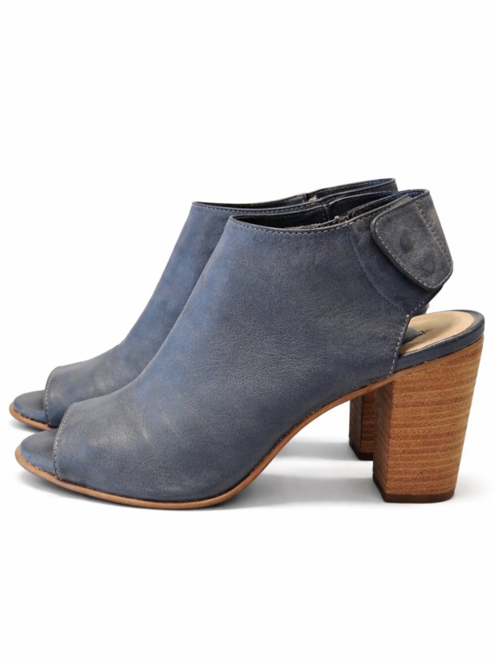 💋 Steve Madden Leather Peep Toe Bootie Sandal | Size 7.5 | Chunky Wooden Heel